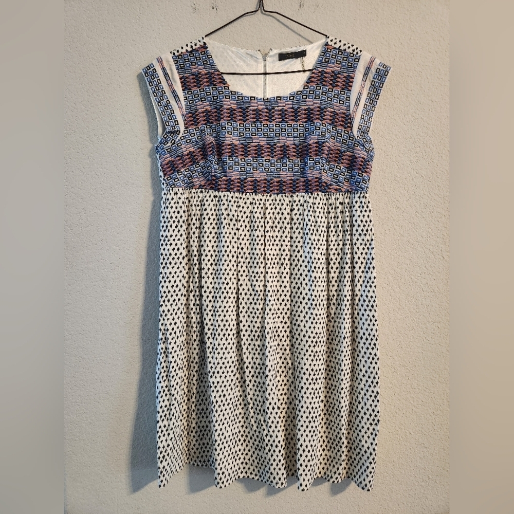 THML Anthropologie Embroidered Bohemian Aztec Lined Dress size medium